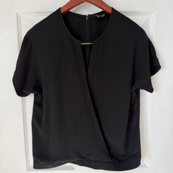 Theory Elevated Basic Silk Wrap V-Neck Top Small - Picture 1 of 7